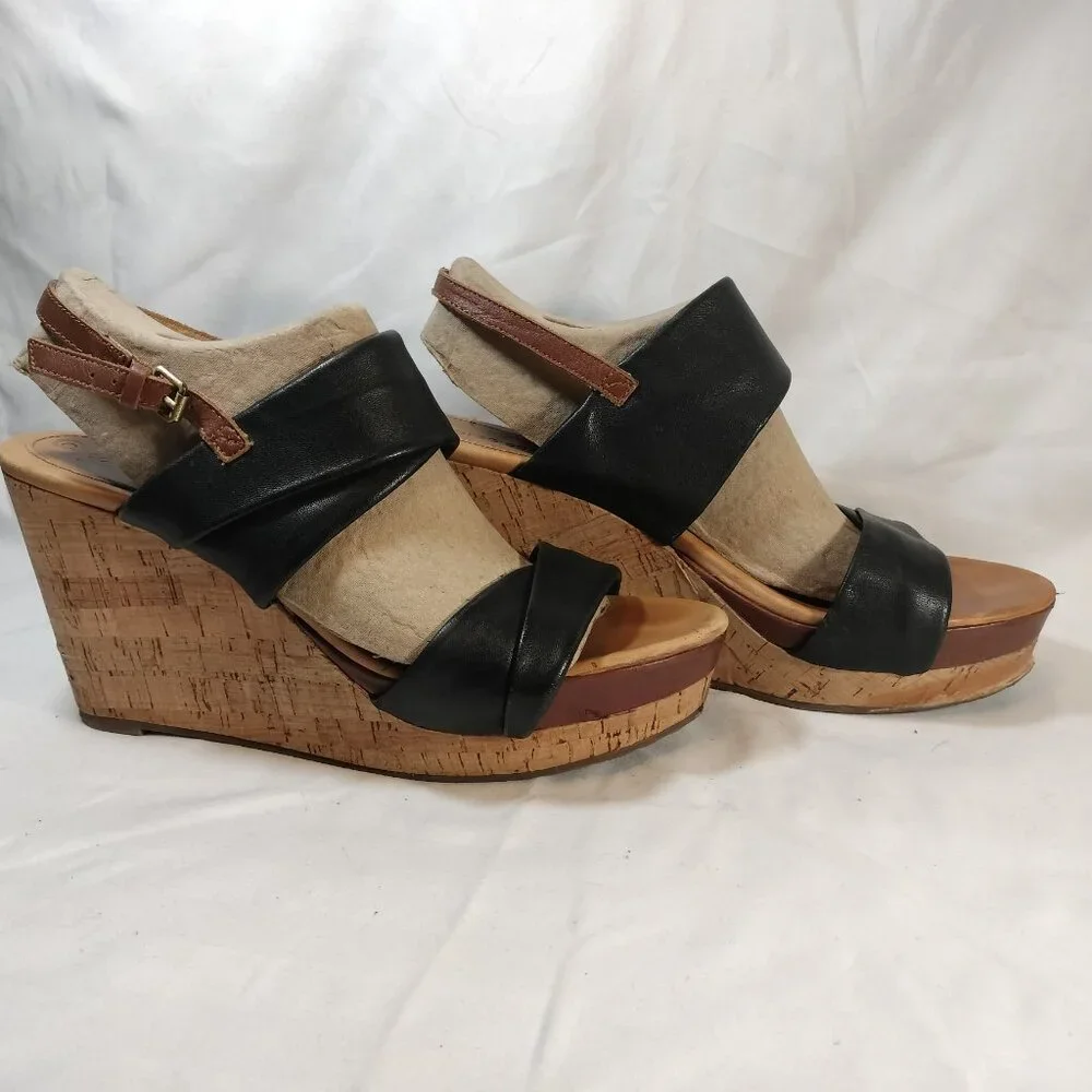 Corso Como Two-Tone Black and Brown Leather Cork‎ Wedges 9.5 - Worn Once!
